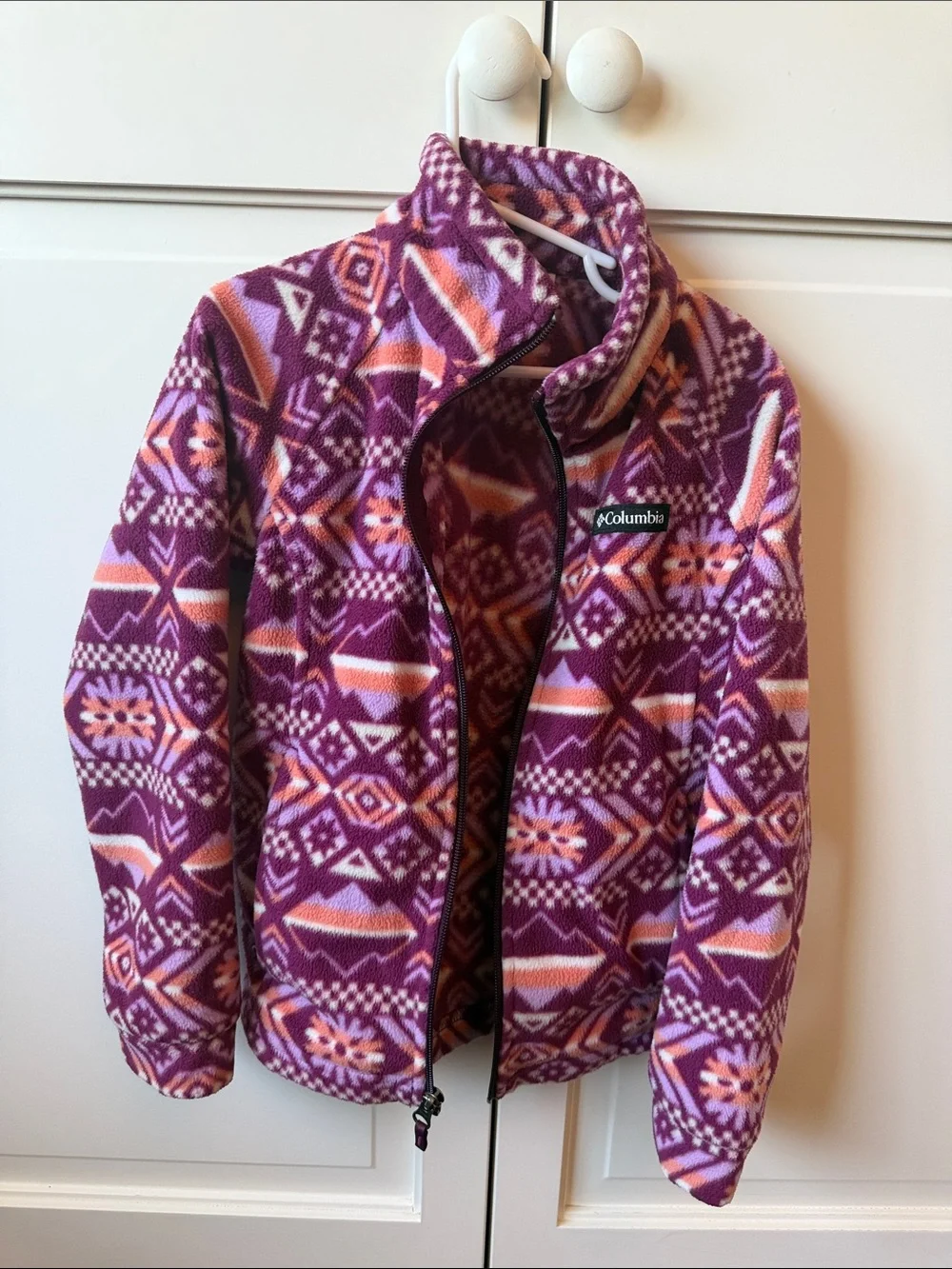Columbia Girls' Purple & Pink Geometric Fleece Jacket